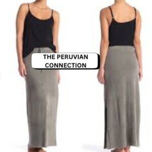 Peruvian Connection Pima Cotton blend Gray Maxi Skirt - SIZE XS